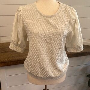 Porridge Puff-Sleeve Pullover Top